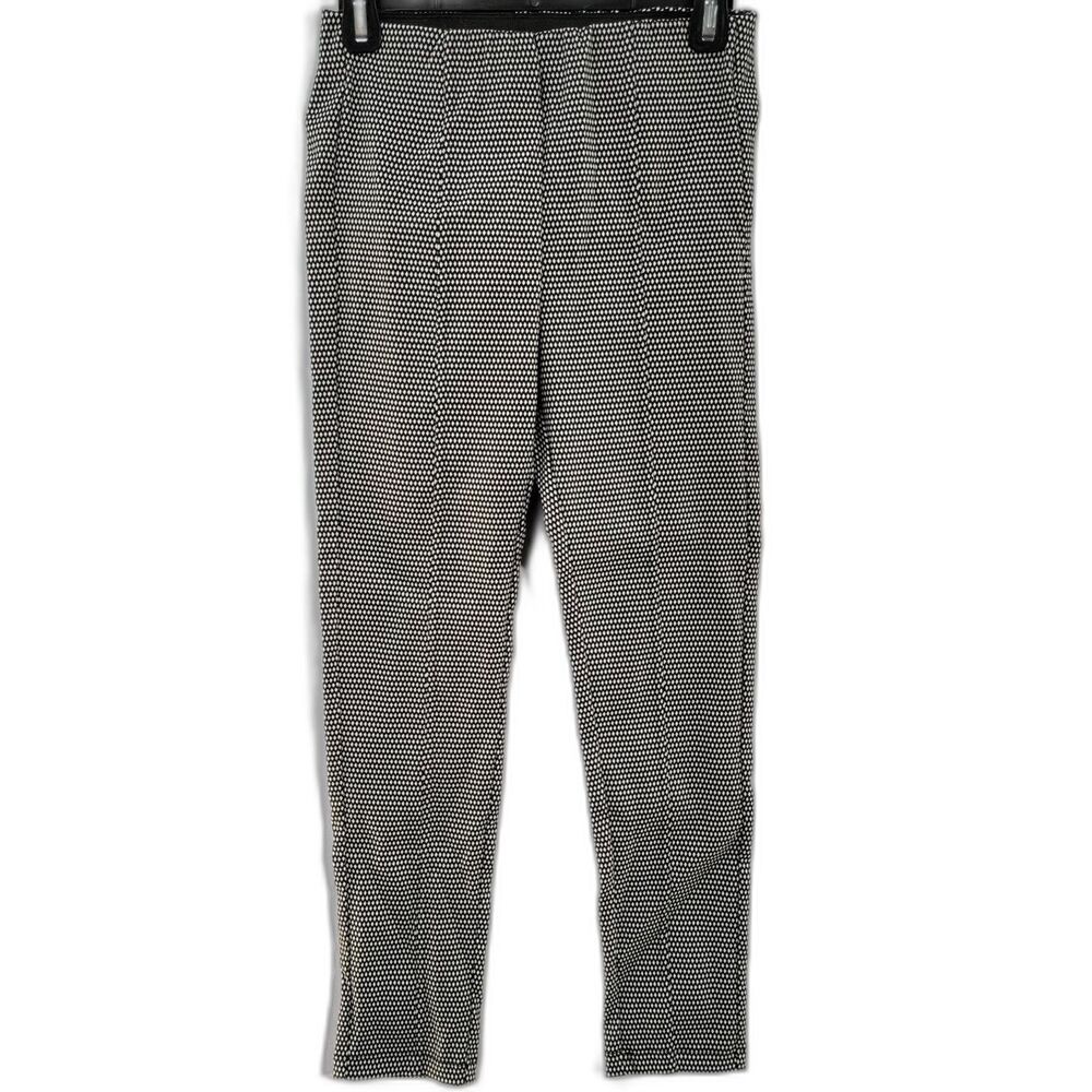 SJL APPAREL Geometric Abstract Black White Printed Straight Dress Pants Size S